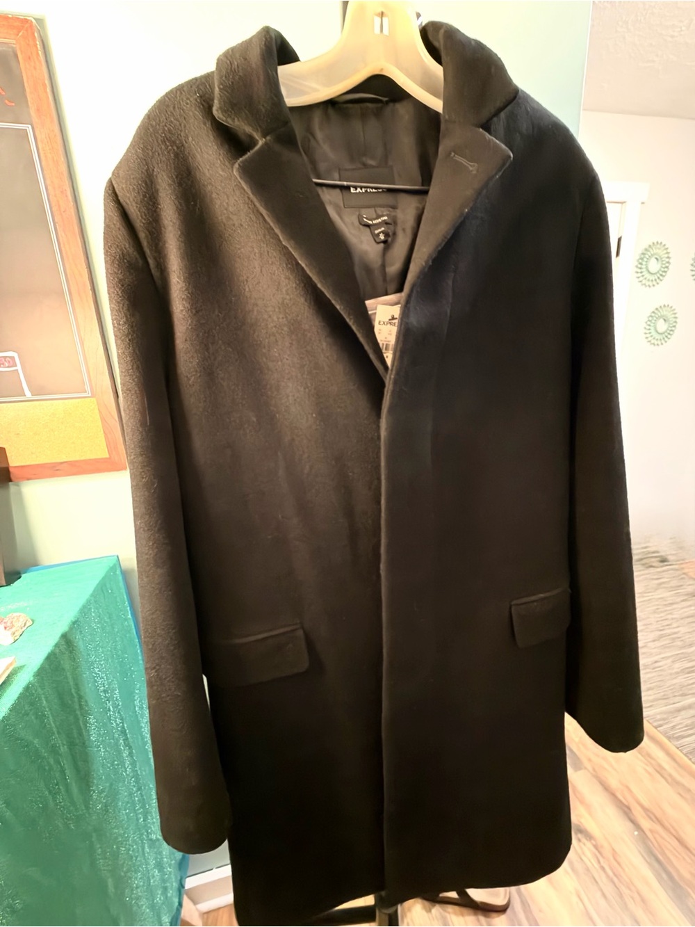 Black Long Tailored Wool Peacoat - Men’s